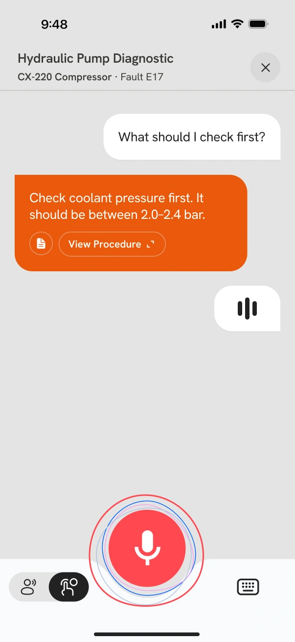— push-to-talk entry.