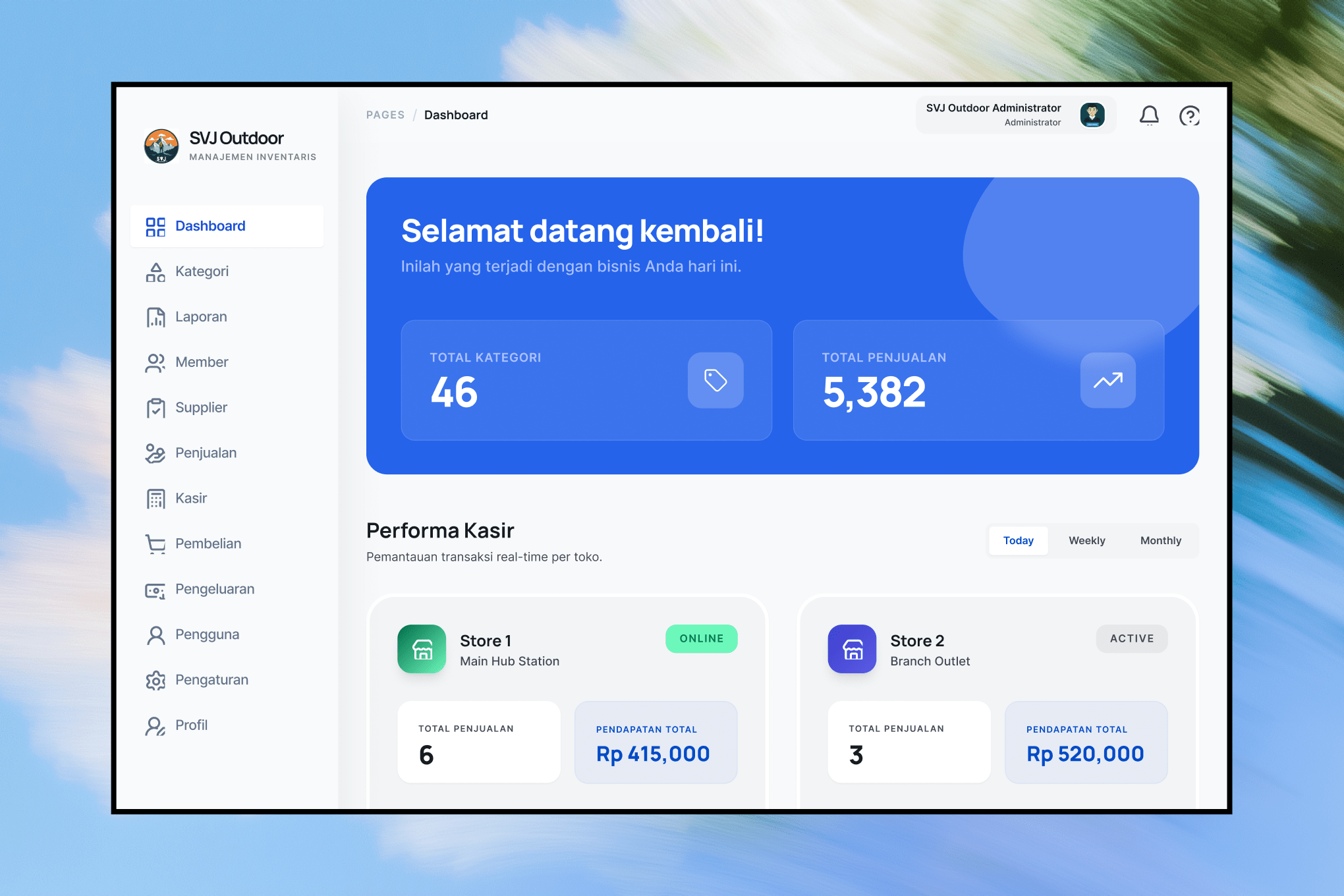 SVJ Outdoor Dashboard